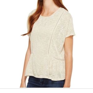 Nordstrom Bobeau tan boho top, oversized peplum SM